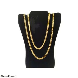LONG Crown Trifari gold tone chain necklace